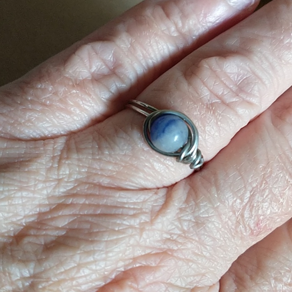 Hand crafted Blue Sodalite wire wrapped Ring